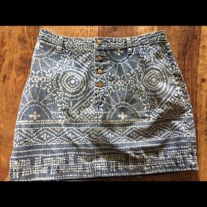 Free People Denim Print Skirt Size 10